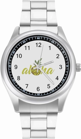 Aloha Pineapple Casual Wrist Watches for Men Classic Business Dress Watch Big Face for Work Gym