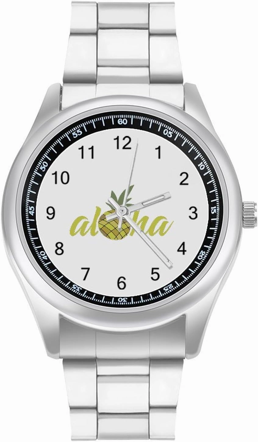Aloha Pineapple Casual Wrist Watches for Men Classic Business Dress Watch Big Face for Work Gym