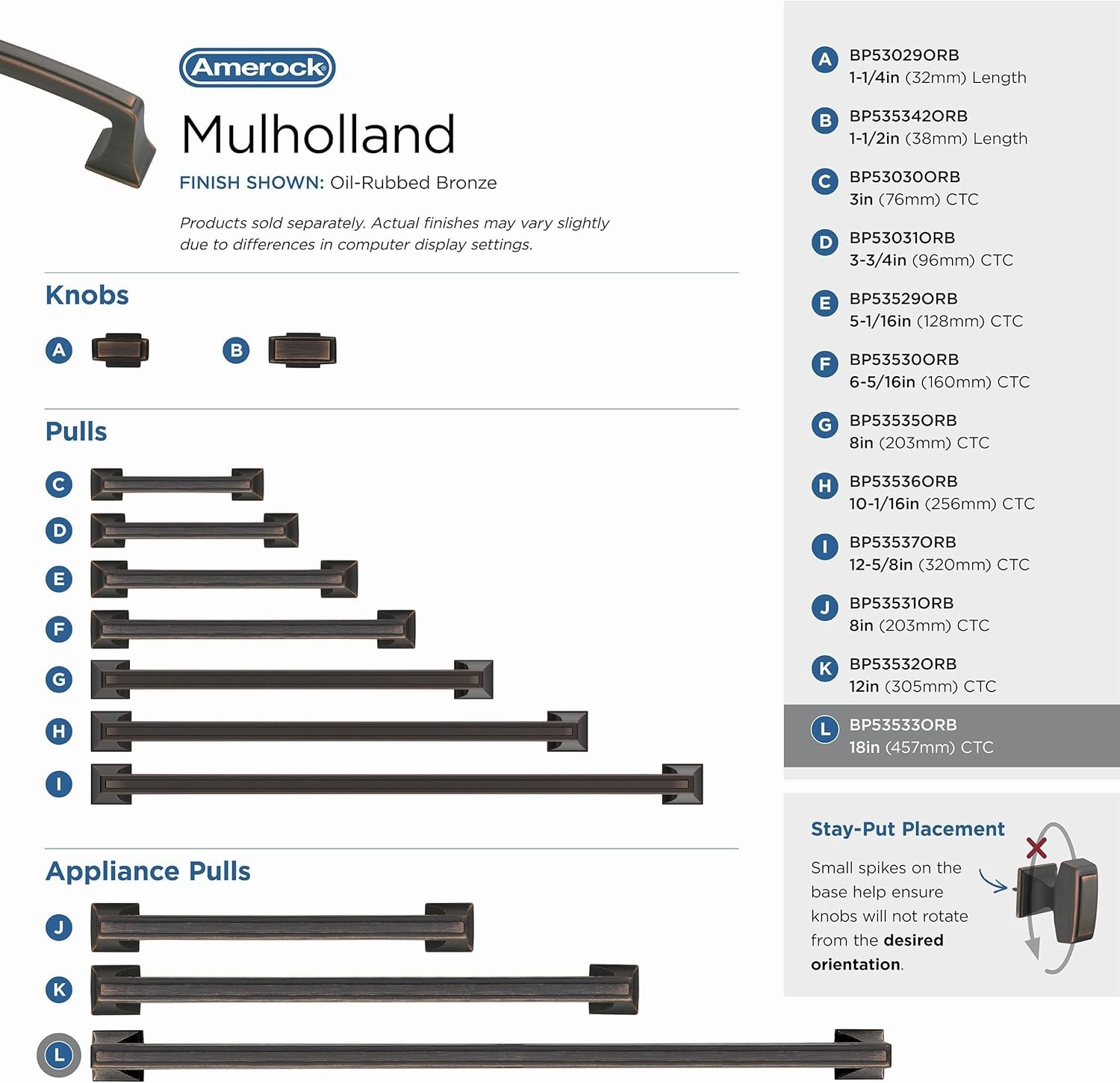 Amerock | Appliance Pull | Oil Rubbed Bronze | 18 inch (457 mm) Center to Center | Mulholland | 1 Pack | Drawer Pull | Drawer Handle | Cabinet Hardware