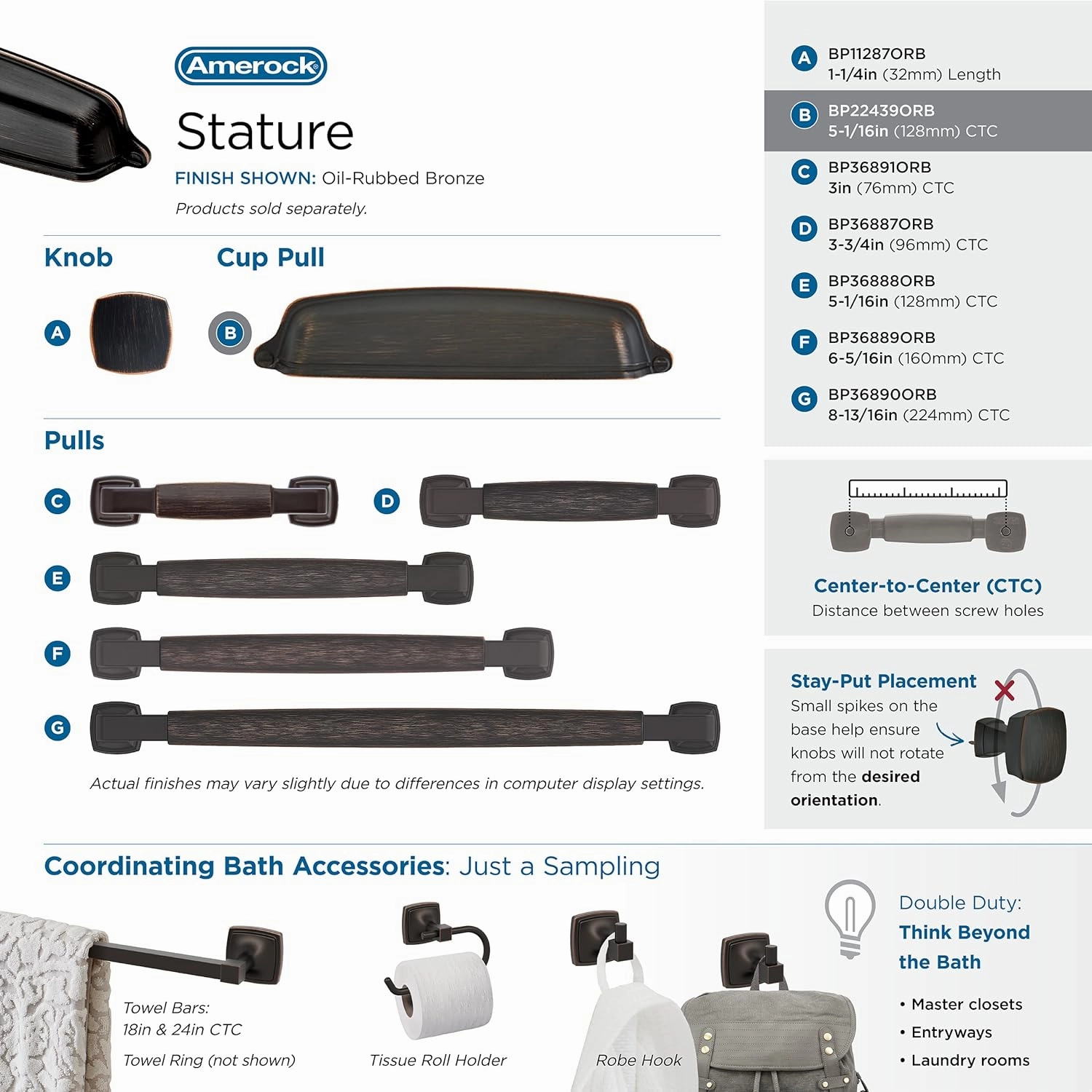 Amerock | Cabinet Cup Pull | Oil Rubbed Bronze | 5-1/16 inch (128 mm) Center-to-Center | Stature | 10 Pack | Drawer Pull | Drawer Handle | Cabinet Hardware