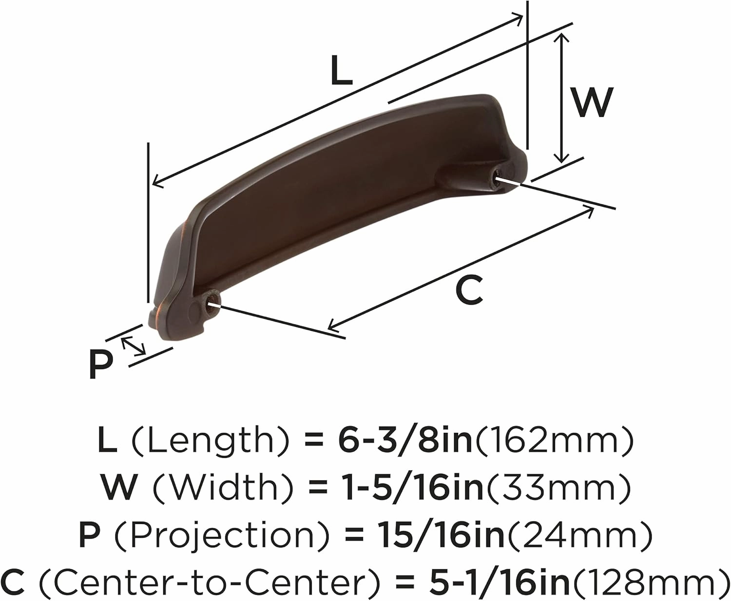 Amerock | Cabinet Cup Pull | Oil Rubbed Bronze | 5-1/16 inch (128 mm) Center-to-Center | Stature | 10 Pack | Drawer Pull | Drawer Handle | Cabinet Hardware
