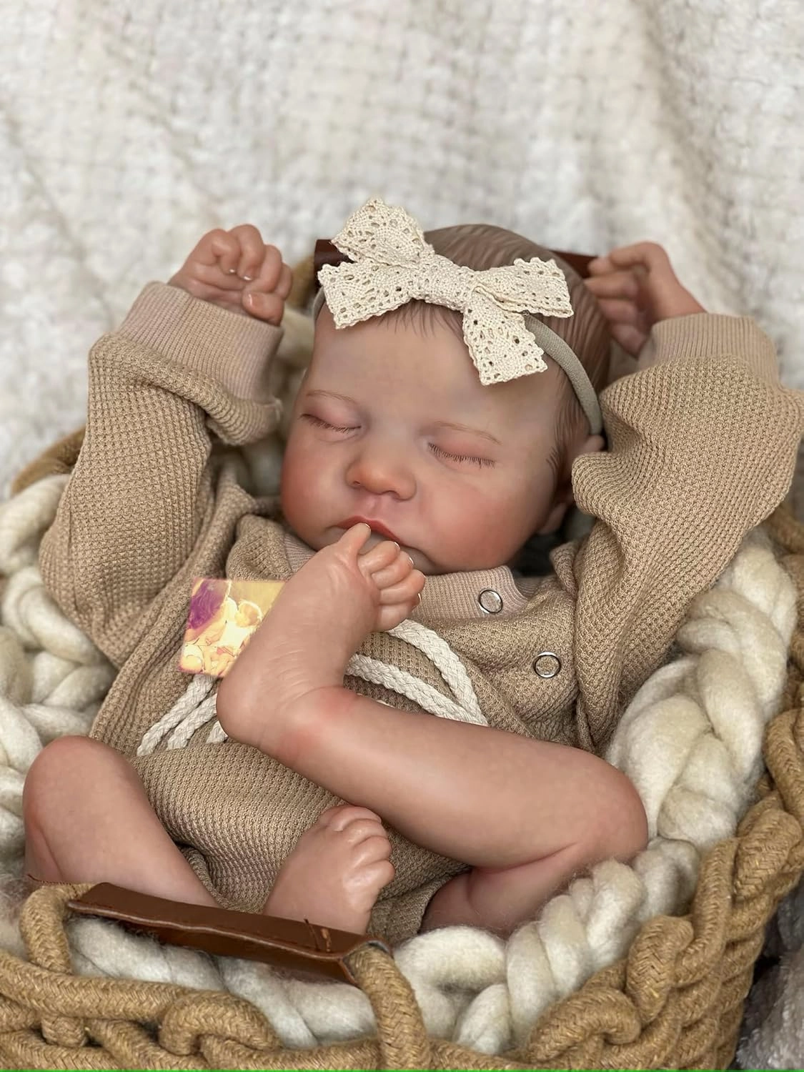 Anano Realistic Reborn Baby Toddler Boy 19 Inch Reborn Babies That Look Real and Feel Real Life Like Baby Dolls Newborn Silicone Baby Doll Girl (Mustard, Family Edition)