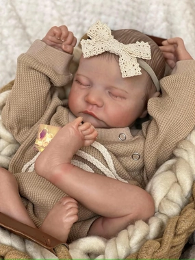 Anano Realistic Reborn Baby Toddler Boy 19 Inch Reborn Babies That Look Real and Feel Real Life Like Baby Dolls Newborn Silicone Baby Doll Girl (Mustard, Family Edition)