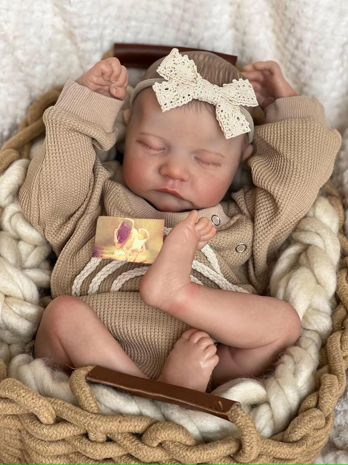 Anano Realistic Reborn Baby Toddler Boy 19 Inch Reborn Babies That Look Real and Feel Real Life Like Baby Dolls Newborn Silicone Baby Doll Girl (Mustard, Family Edition)