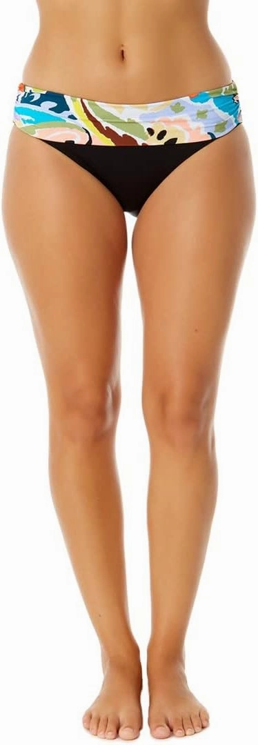 Anne Cole Womens Printed Fold-Over Swim Bottom Separates Black XL