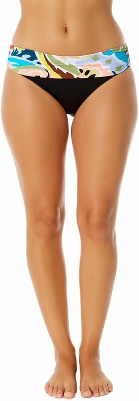 Anne Cole Womens Printed Fold-Over Swim Bottom Separates Black XL