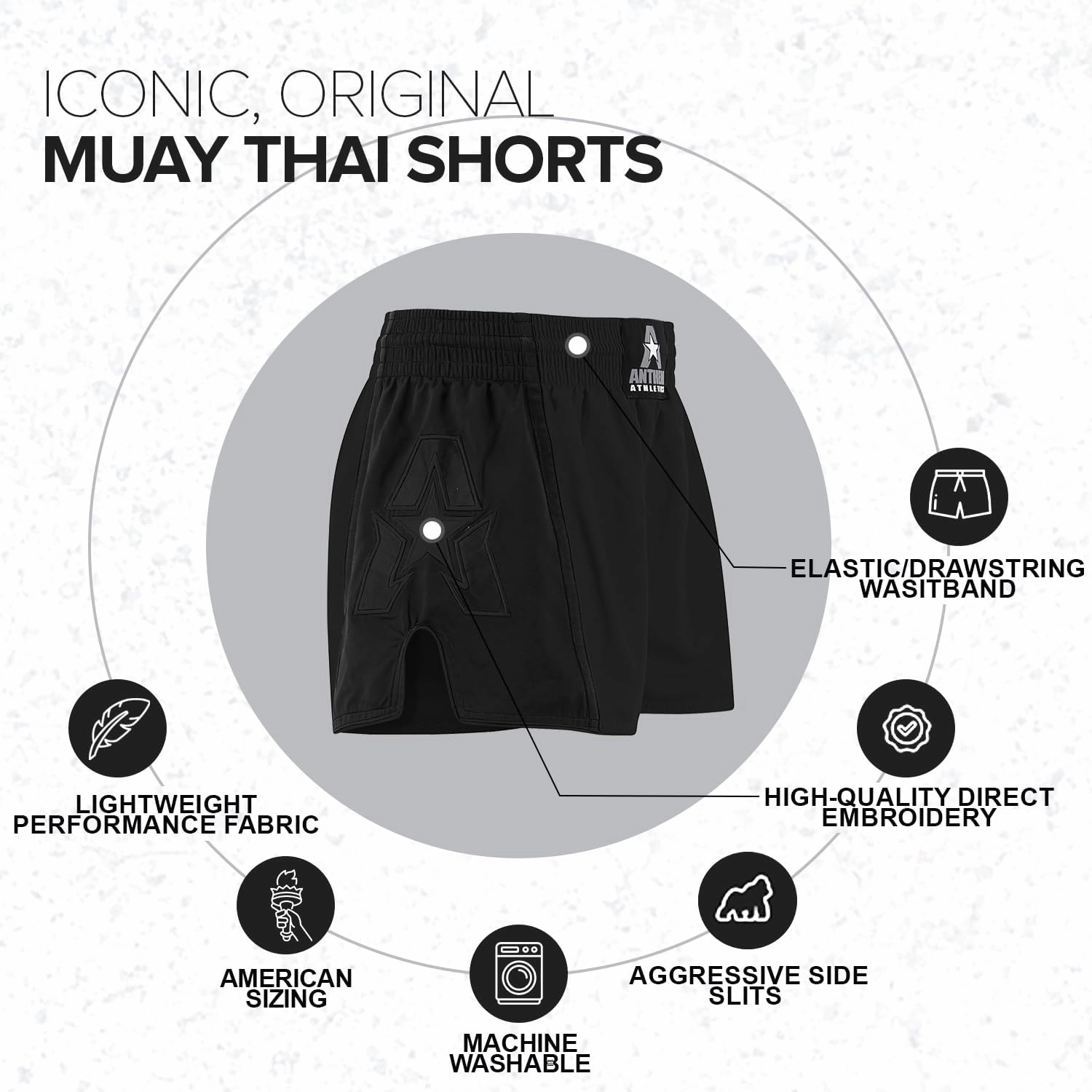Anthem Athletics Muay Thai Shorts Men, Muay Thai Shorts Women - Kickboxing Short Boxing Trunks 5050 Classic Infinity Resolute