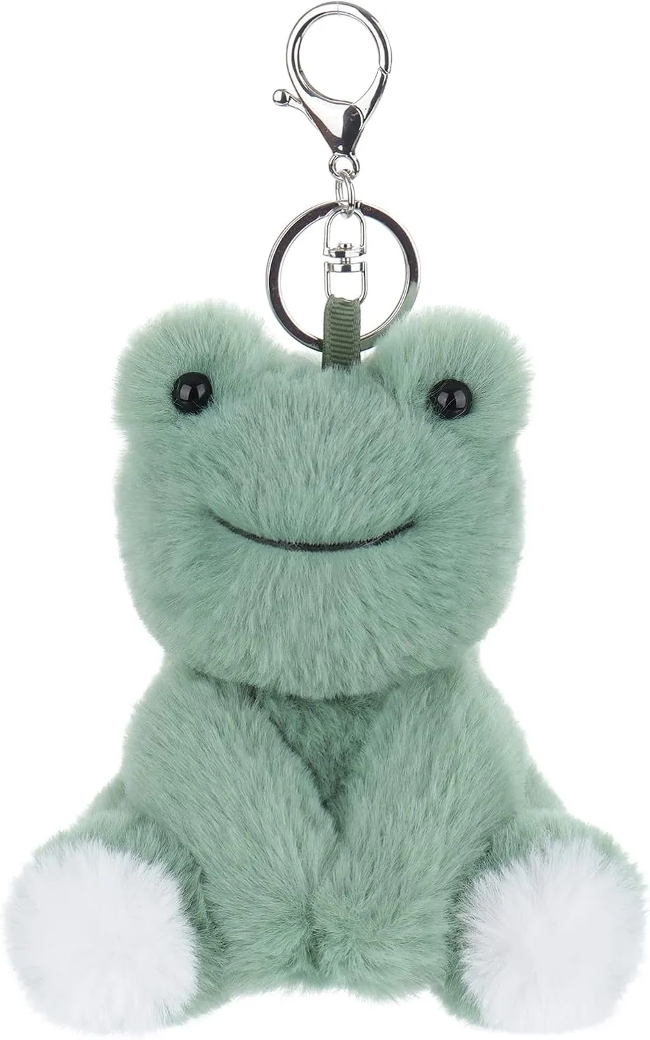 Apricot Lamb Cute Toys Plush Green Frog Stuffed Animal Soft Keychain for Kids Bag, Purse, Backpack, Handbag (Smart Frog，5 Inches)