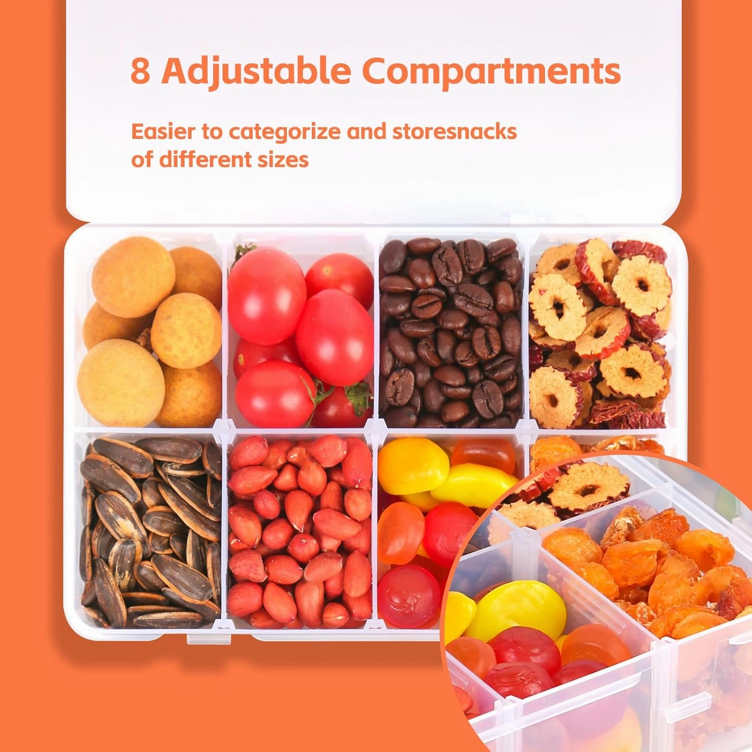 AQSXO 8 Pcs Snack Box Container, 8 Compartments Snack Containers Reusable Meal Prep Lunch Containers.