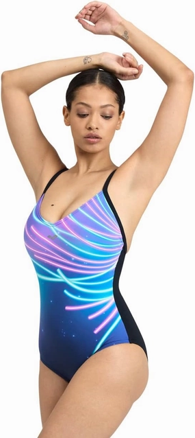 Arena Bodylift Women’s Michela B-Cup One Piece Shaping Swimsuit Light Cross Back UV Protection Tummy Control Bathing Suit