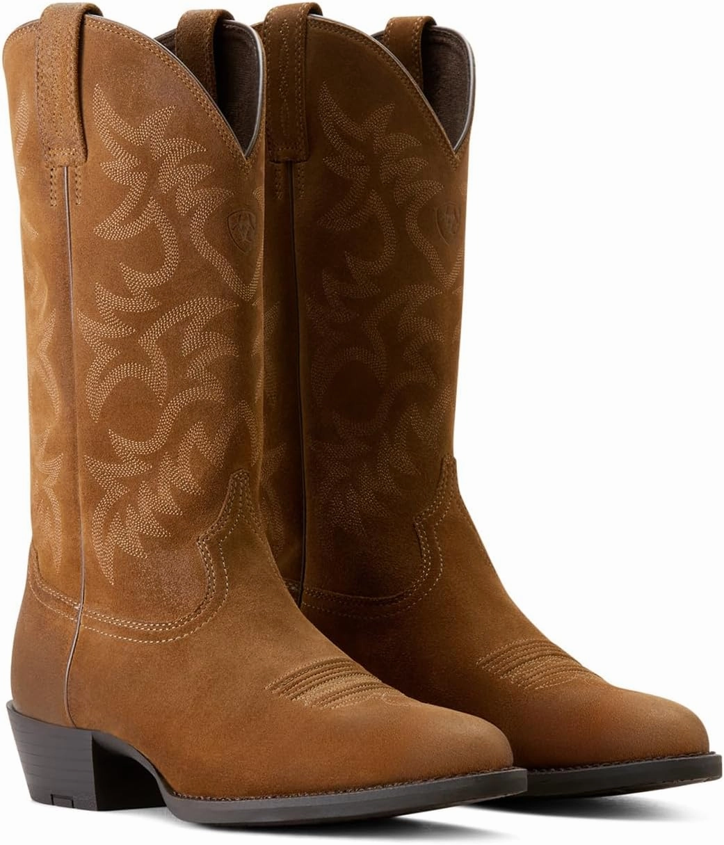 ARIAT Mens Heritage Embroidered Round Toe Pull On Casual Boots Mid Calf - Brown