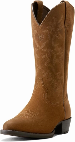 ARIAT Mens Heritage Embroidered Round Toe Pull On Casual Boots Mid Calf - Brown