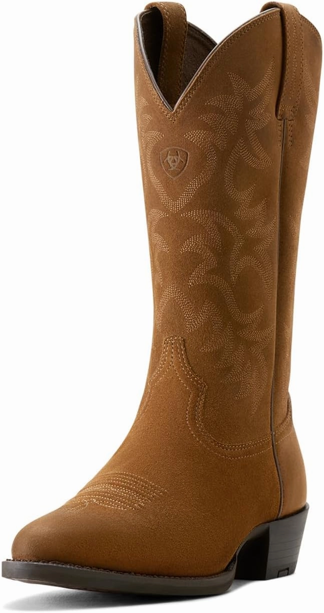 ARIAT Mens Heritage Embroidered Round Toe Pull On Casual Boots Mid Calf - Brown