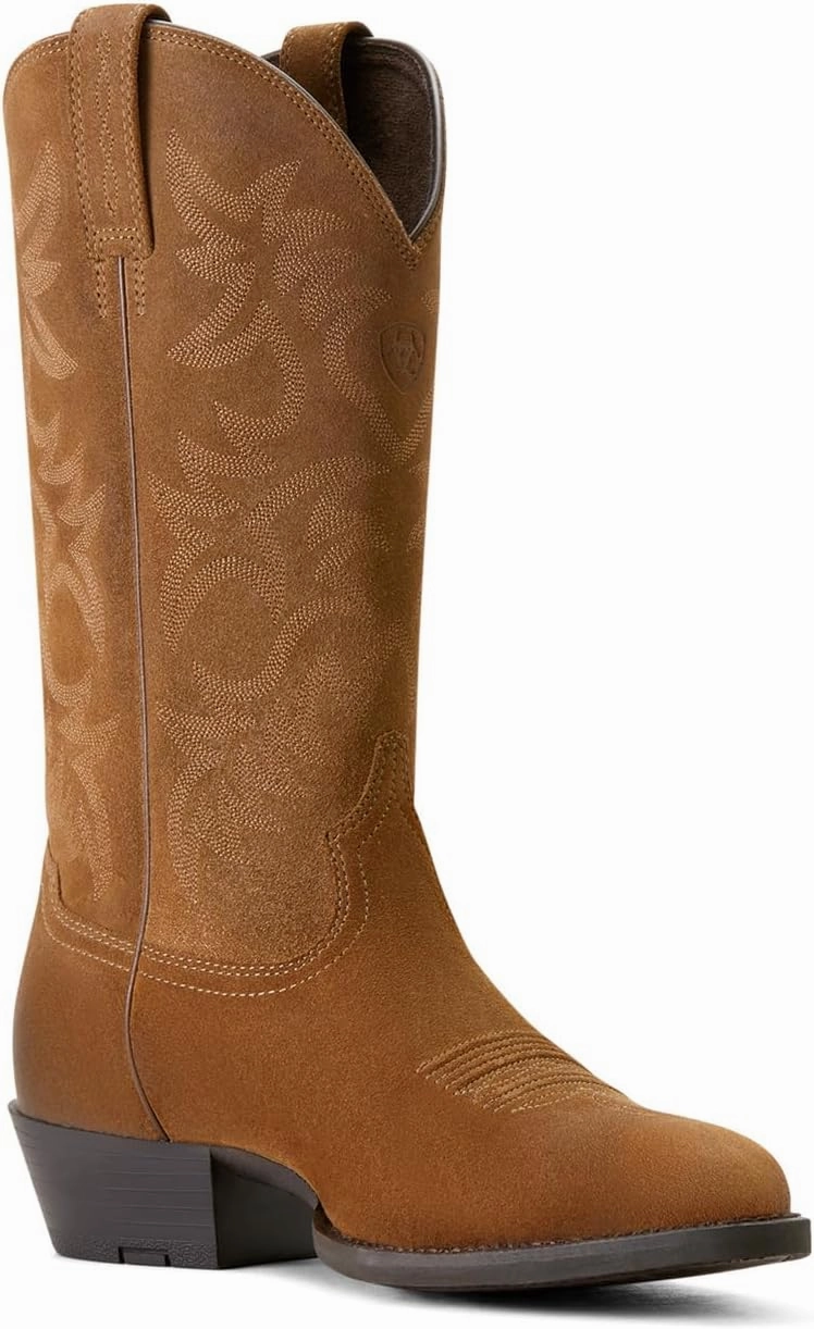 ARIAT Mens Heritage Embroidered Round Toe Pull On Casual Boots Mid Calf - Brown