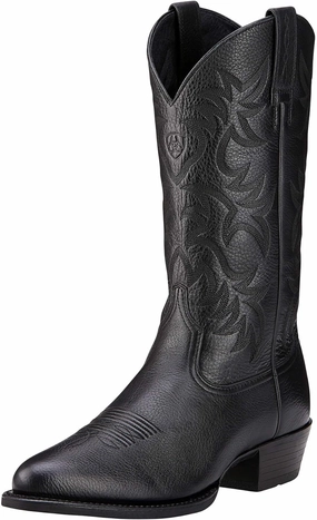 ARIAT Mens Heritage Embroidered Round Toe Pull On Casual Boots Mid Calf - Brown