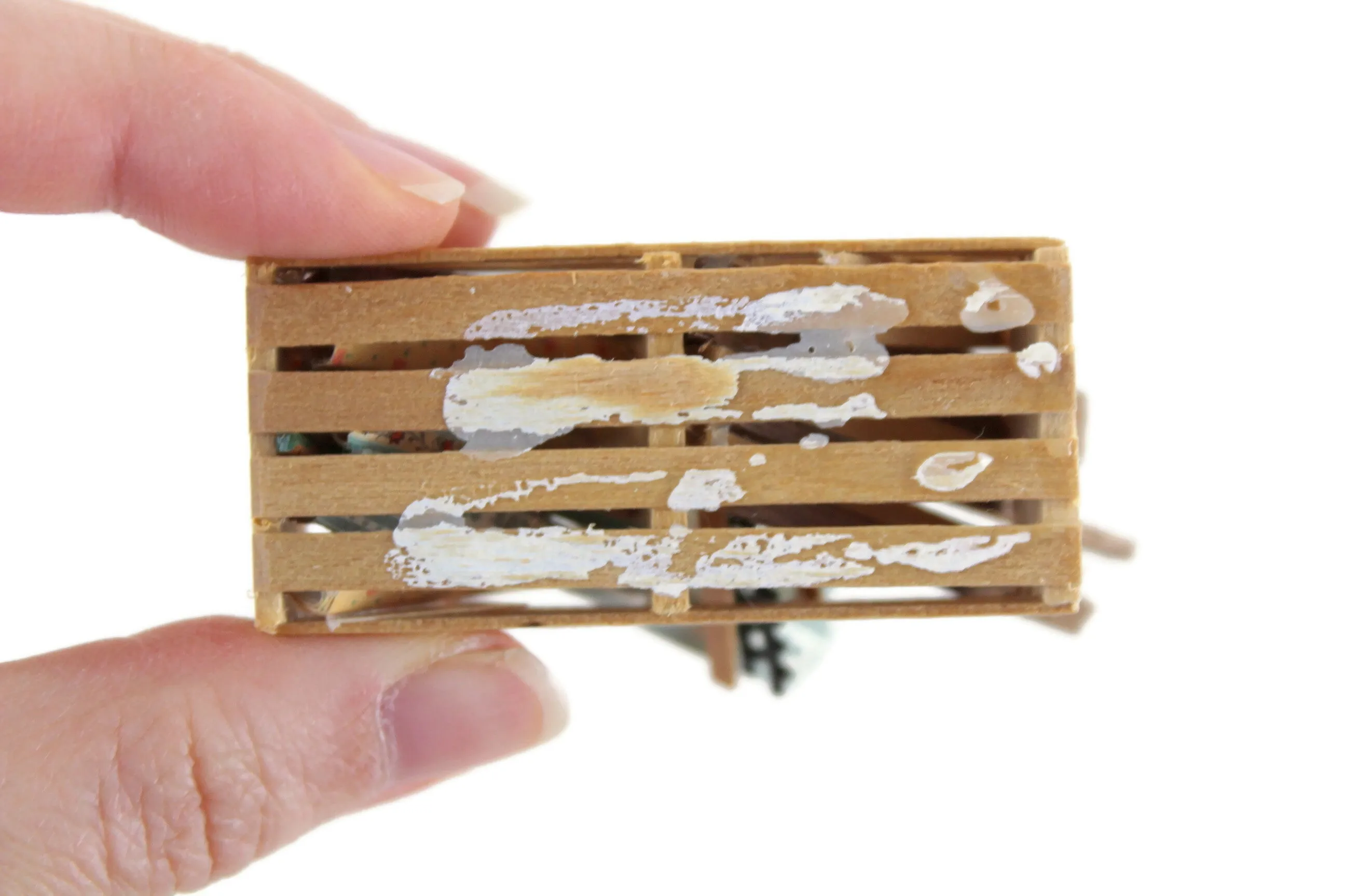 Artisan-Made Vintage 1:12 Miniature Dollhouse Crate of Dollhouse Building Tools & Accessories