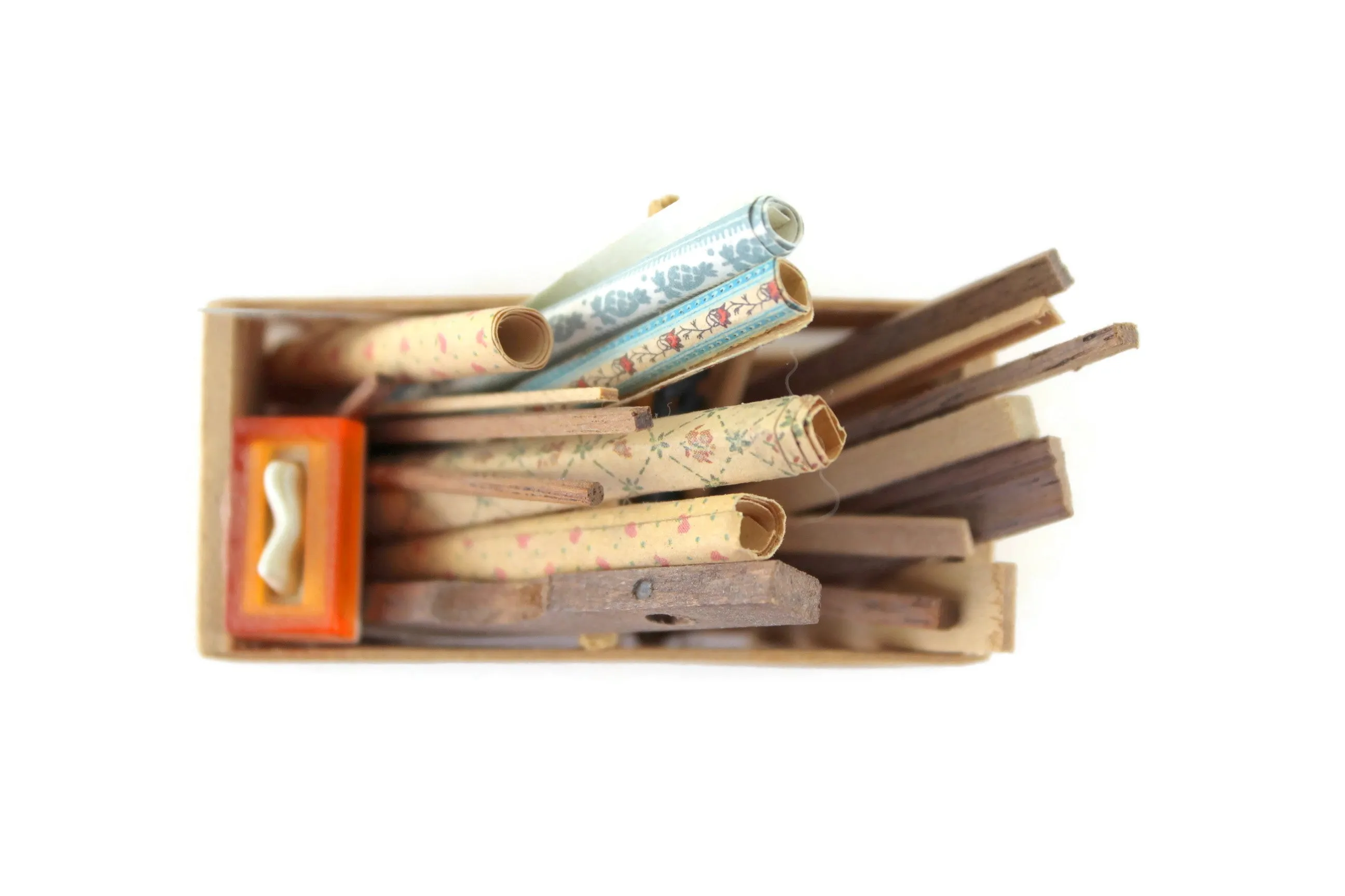 Artisan-Made Vintage 1:12 Miniature Dollhouse Crate of Dollhouse Building Tools & Accessories