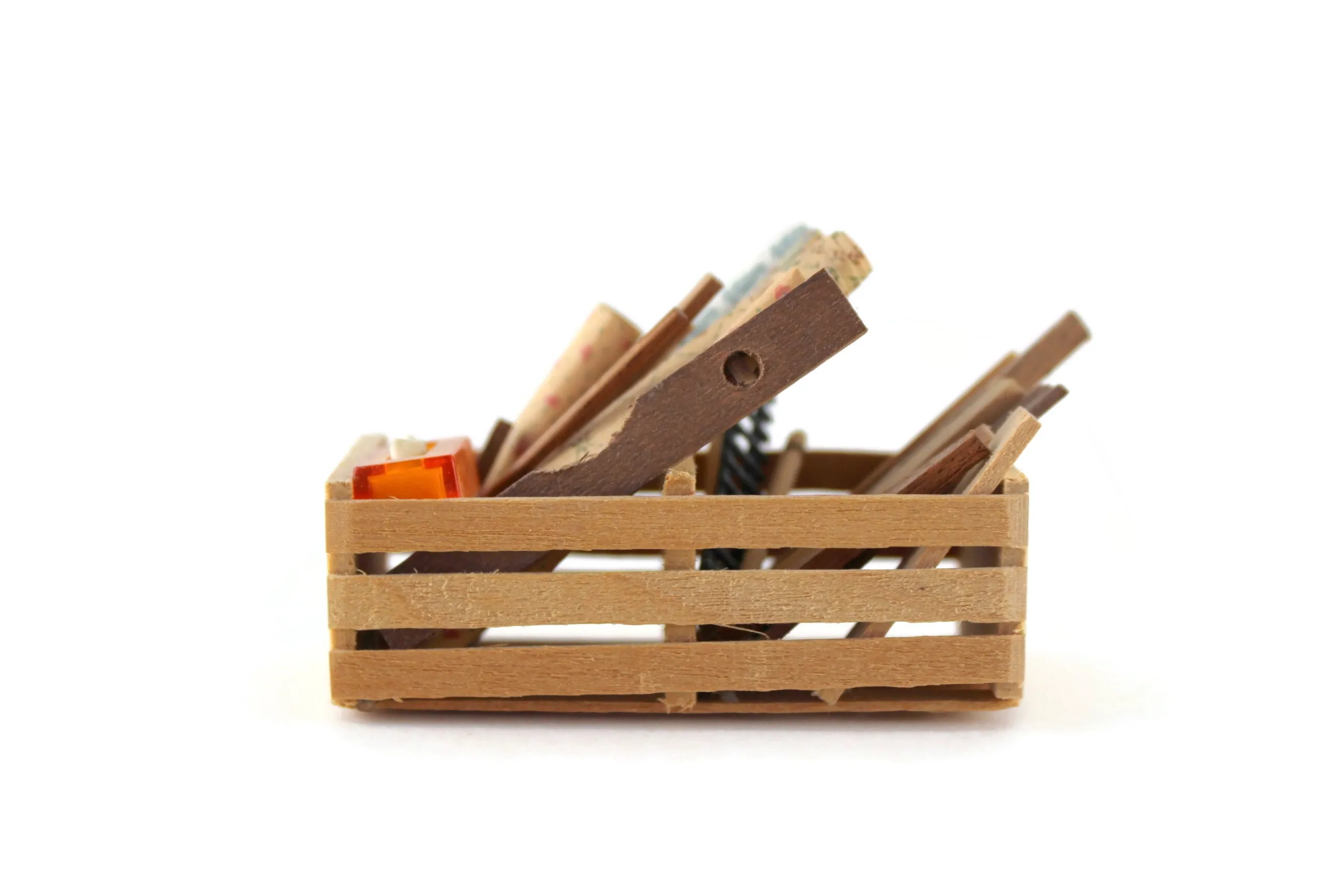 Artisan-Made Vintage 1:12 Miniature Dollhouse Crate of Dollhouse Building Tools & Accessories