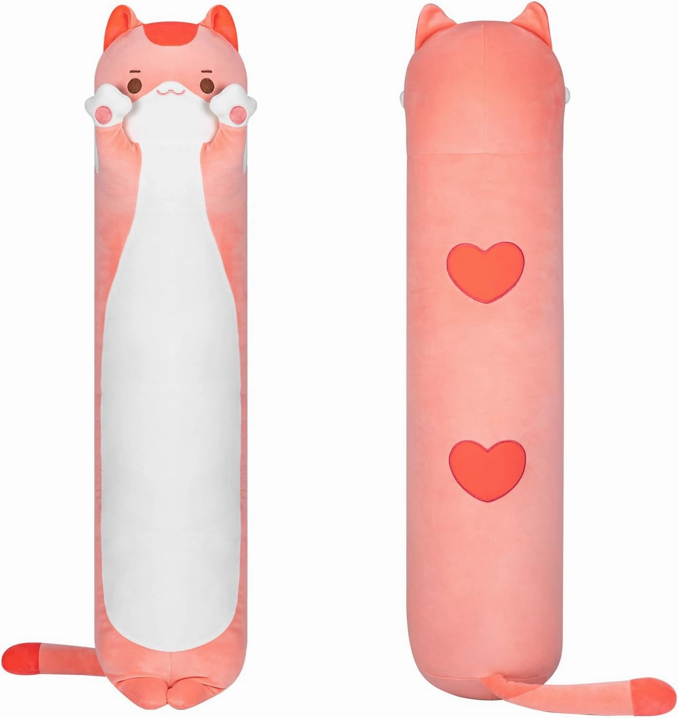 Artist-Designed Ultra Soft Long Cat Plush Body Pillow, Extra Stuffing for Comfort, Premium Quality Stuffed Animal Gift for Girlfriend or Cat Lovers (Pink Cat Body Pillow 28 Inch)