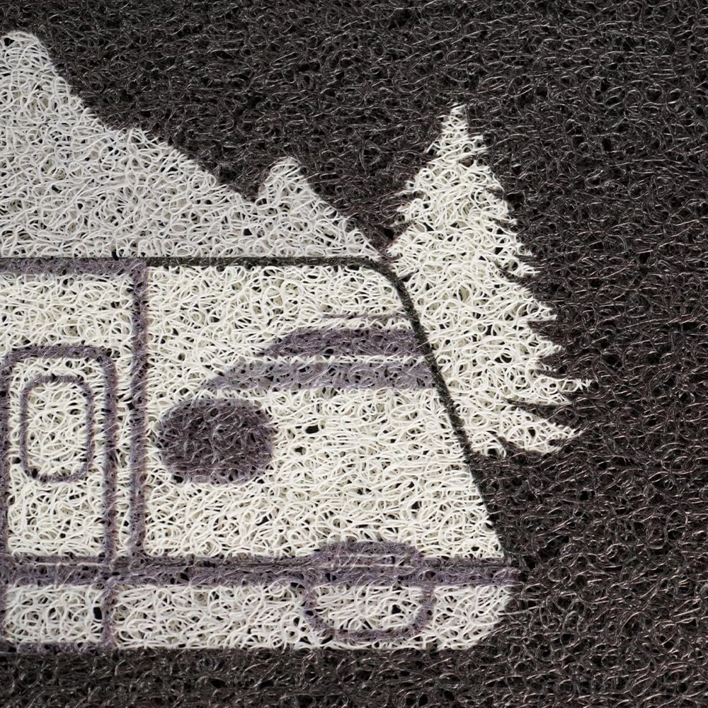 Aucuda Happy Camper RV Doors Mat for Indoor Outside Entrance, Camper Entrway Welcome Mats for Front Door, RV, 24"x16" Non-Slip Outdoor Mat for Summer, Waterproof Camping Door Mat Trap Dirt, Grey Car.