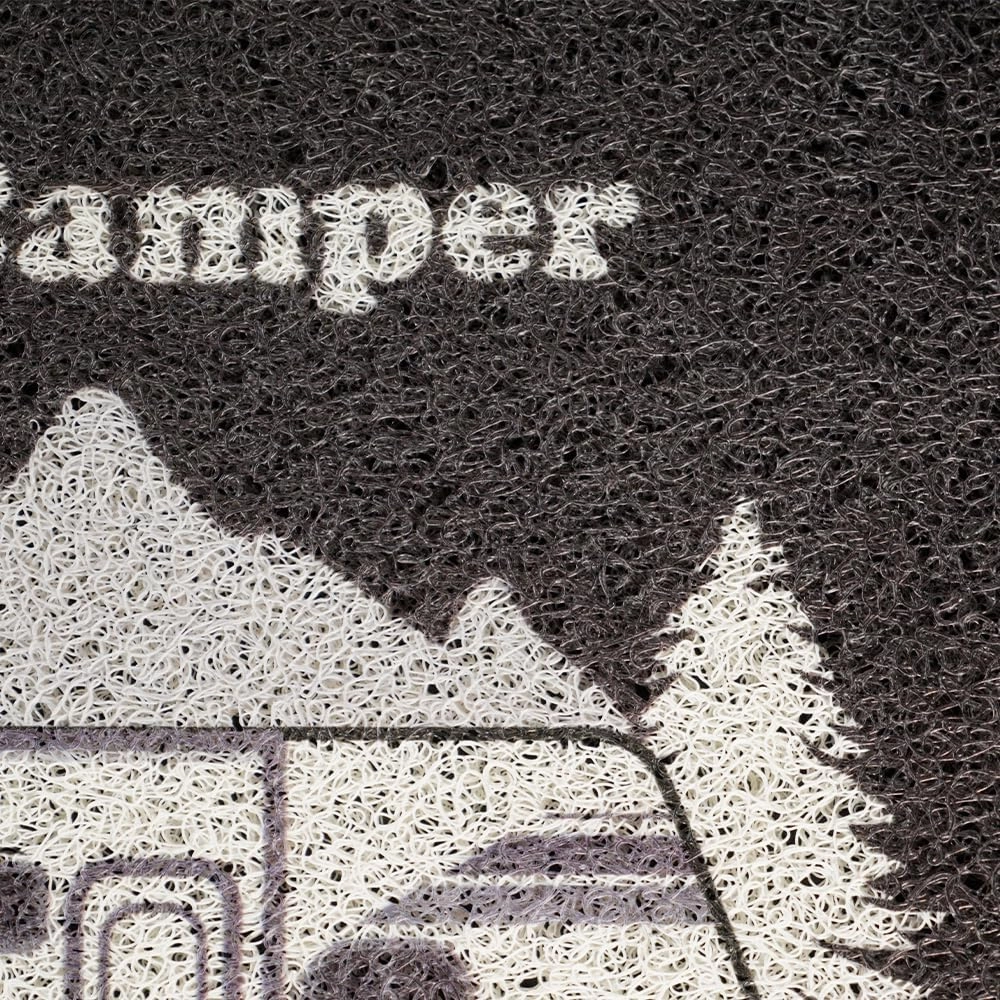 Aucuda Happy Camper RV Doors Mat for Indoor Outside Entrance, Camper Entrway Welcome Mats for Front Door, RV, 24"x16" Non-Slip Outdoor Mat for Summer, Waterproof Camping Door Mat Trap Dirt, Grey Car.