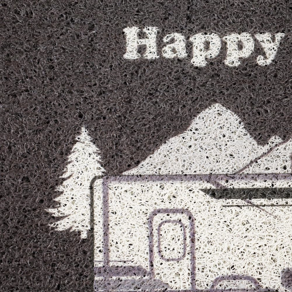 Aucuda Happy Camper RV Doors Mat for Indoor Outside Entrance, Camper Entrway Welcome Mats for Front Door, RV, 24"x16" Non-Slip Outdoor Mat for Summer, Waterproof Camping Door Mat Trap Dirt, Grey Car.