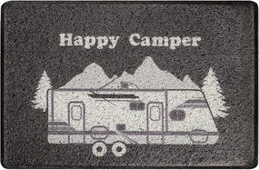 Aucuda Happy Camper RV Doors Mat for Indoor Outside Entrance, Camper Entrway Welcome Mats for Front Door, RV, 24"x16" Non-Slip Outdoor Mat for Summer, Waterproof Camping Door Mat Trap Dirt, Grey Car.