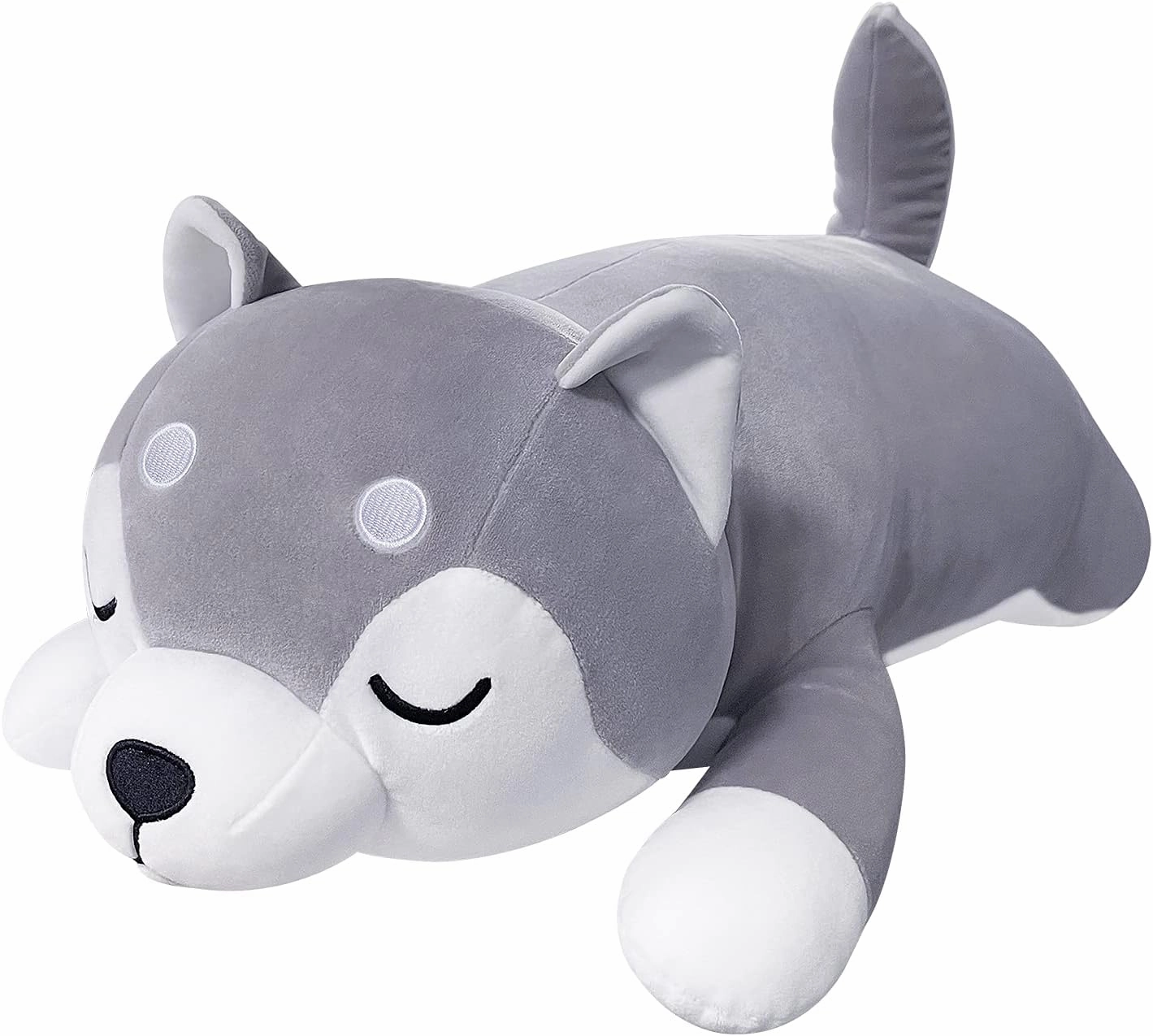 Auspicious beginning 30'' Husky Stuffed Animal Plush Pillow, Huskies Anime Body Pillow, Kawaii Stuff Animal Plush Toy, Big Plushie Stuffed Dog Giant Plush Throw Pillow Gifts for Boys Girls
