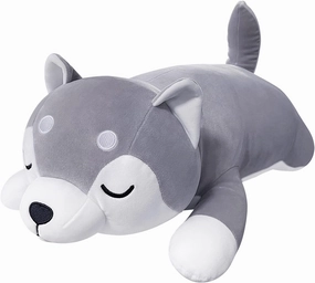 Auspicious beginning 30'' Husky Stuffed Animal Plush Pillow, Huskies Anime Body Pillow, Kawaii Stuff Animal Plush Toy, Big Plushie Stuffed Dog Giant Plush Throw Pillow Gifts for Boys Girls