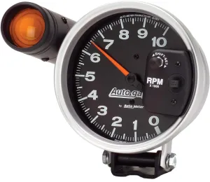 AUTO METER 233904 Autogage Monster Shift-Lite Tachometer Black dial/Silver bezel, 5.000 in.