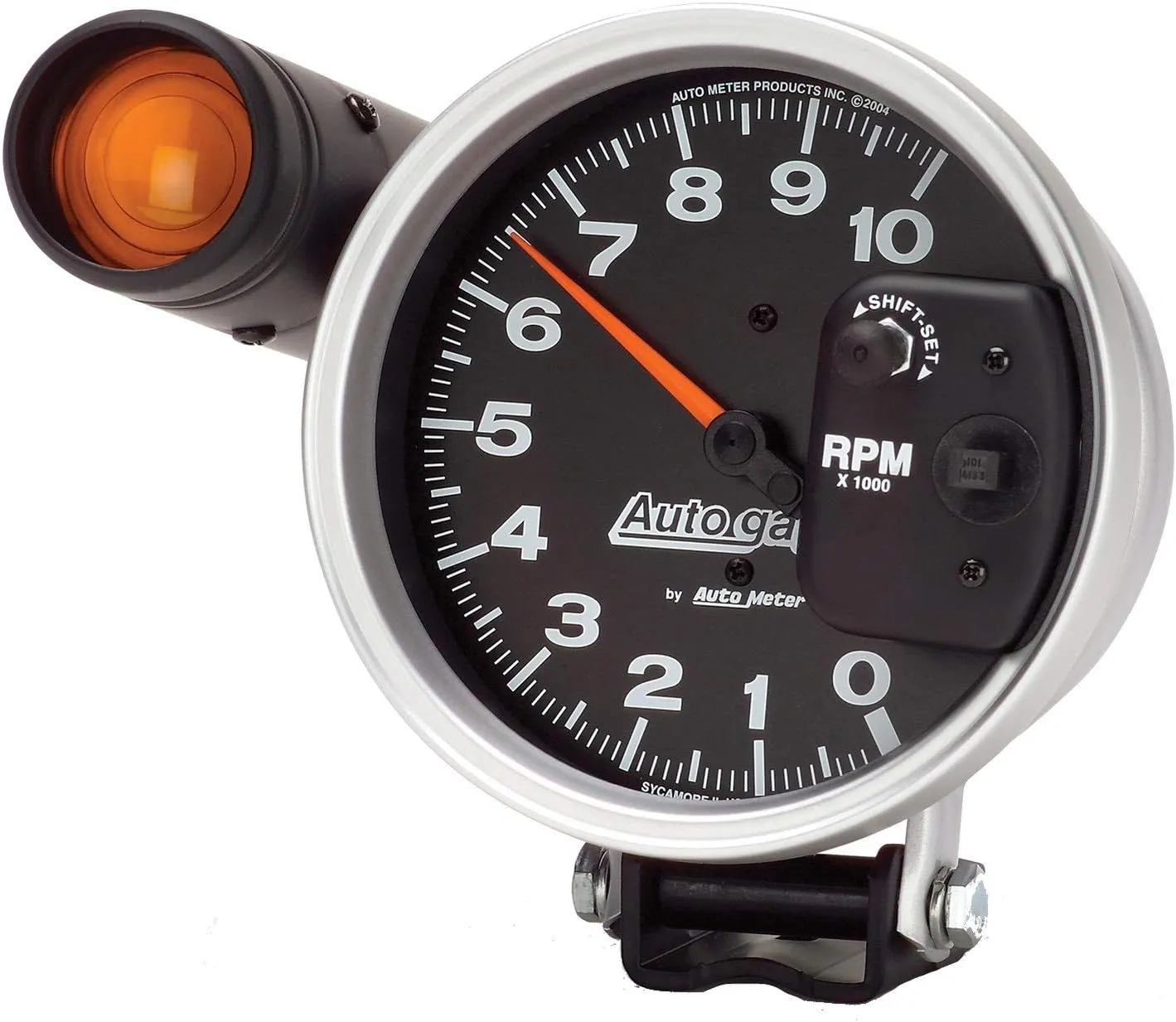 AUTO METER 233904 Autogage Monster Shift-Lite Tachometer Black dial/Silver bezel, 5.000 in.