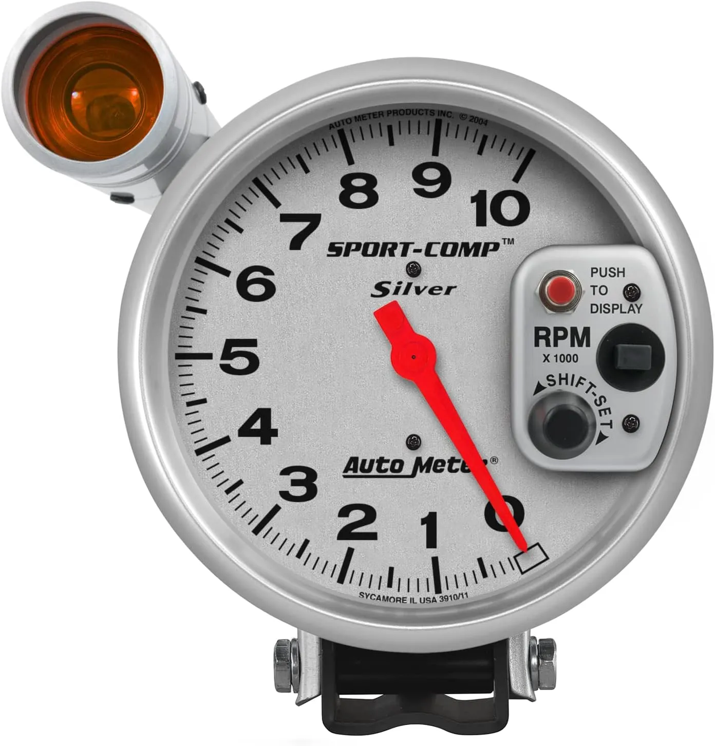 Auto Meter 3911 Sport-Comp Silver Shift-Lite Tachometer, 5.000 in.