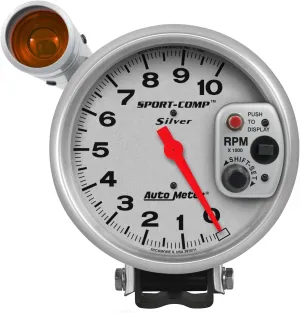 Auto Meter 3911 Sport-Comp Silver Shift-Lite Tachometer, 5.000 in.