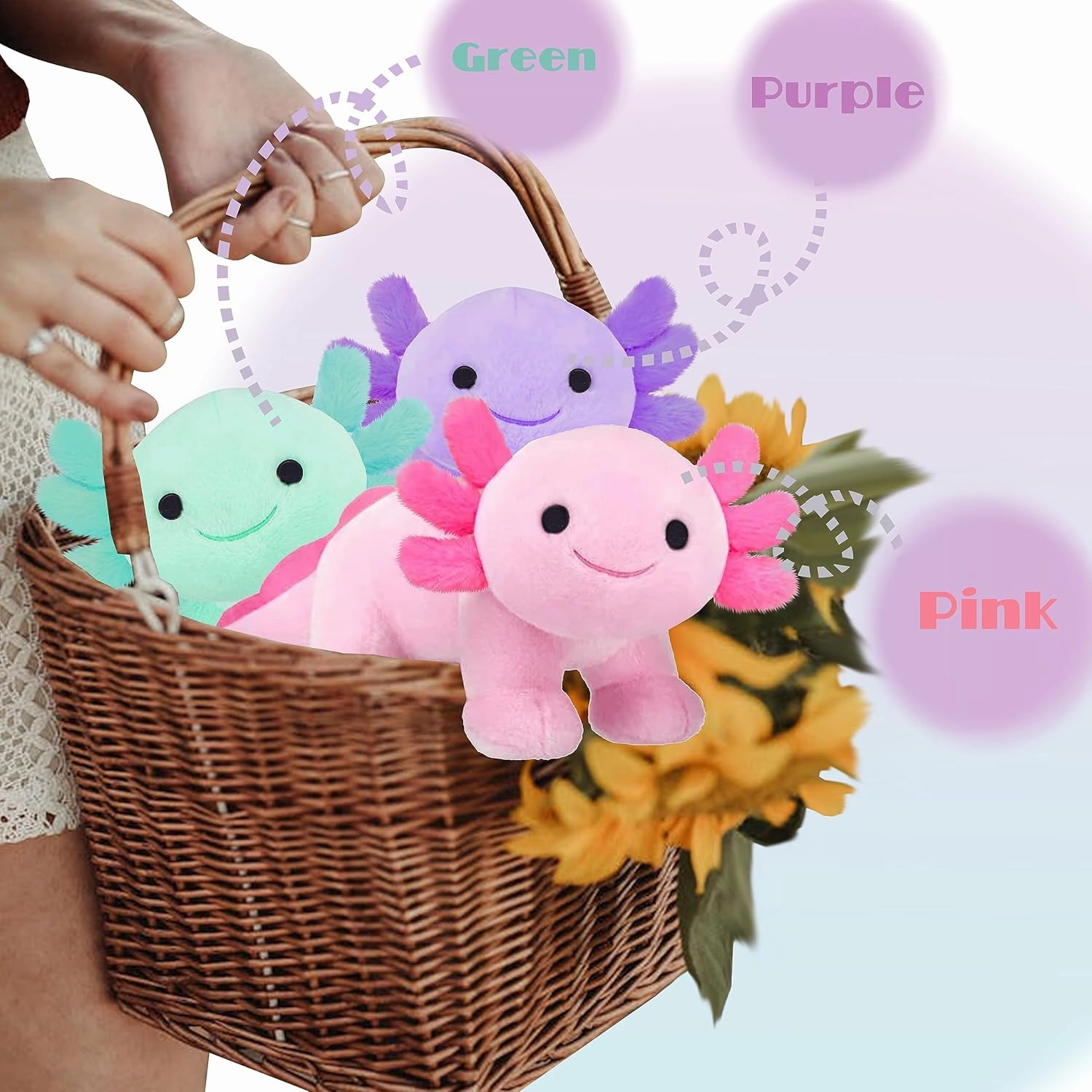 Axolotl Plush, Soft Cute Axolotl Stuffed Animal Plushies, Kawaii Plushies Dolls for Kids, Gift for Girls Boys (Pink-B)