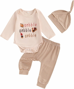 Baby Boy Girl My 1st Thanksgiving Outfit 0-3 6 12 18 Months Long Sleeve Romper Turkey Pants Hat Set Infant Clothes