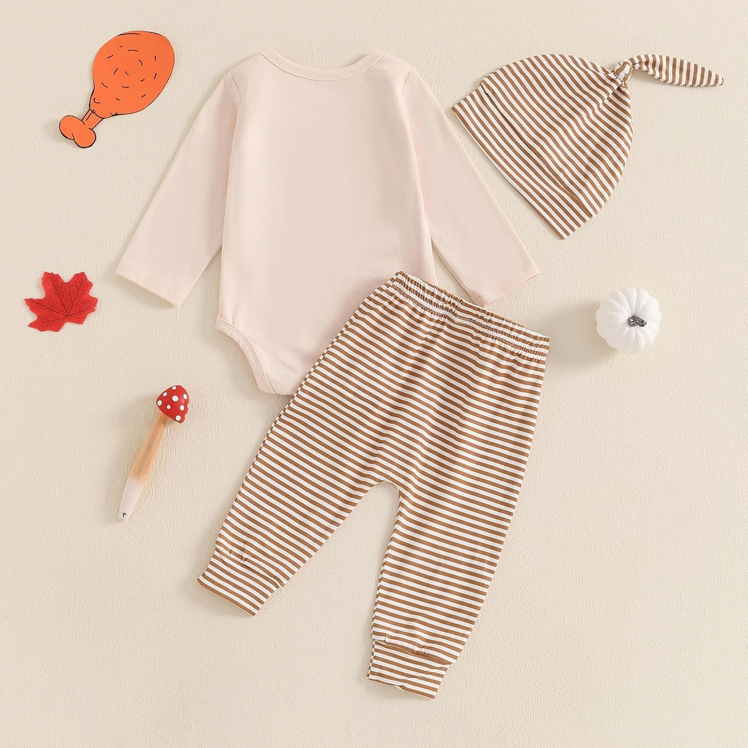 Baby Boy Girl My 1st Thanksgiving Outfit 0-3 6 12 18 Months Long Sleeve Romper Turkey Pants Hat Set Infant Clothes