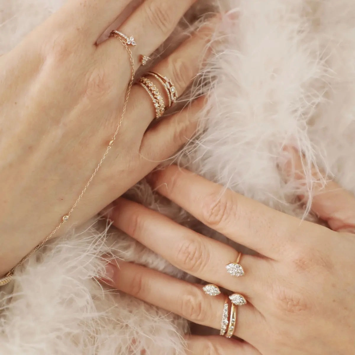 Baguette & Round Diamond Stacking Ring
