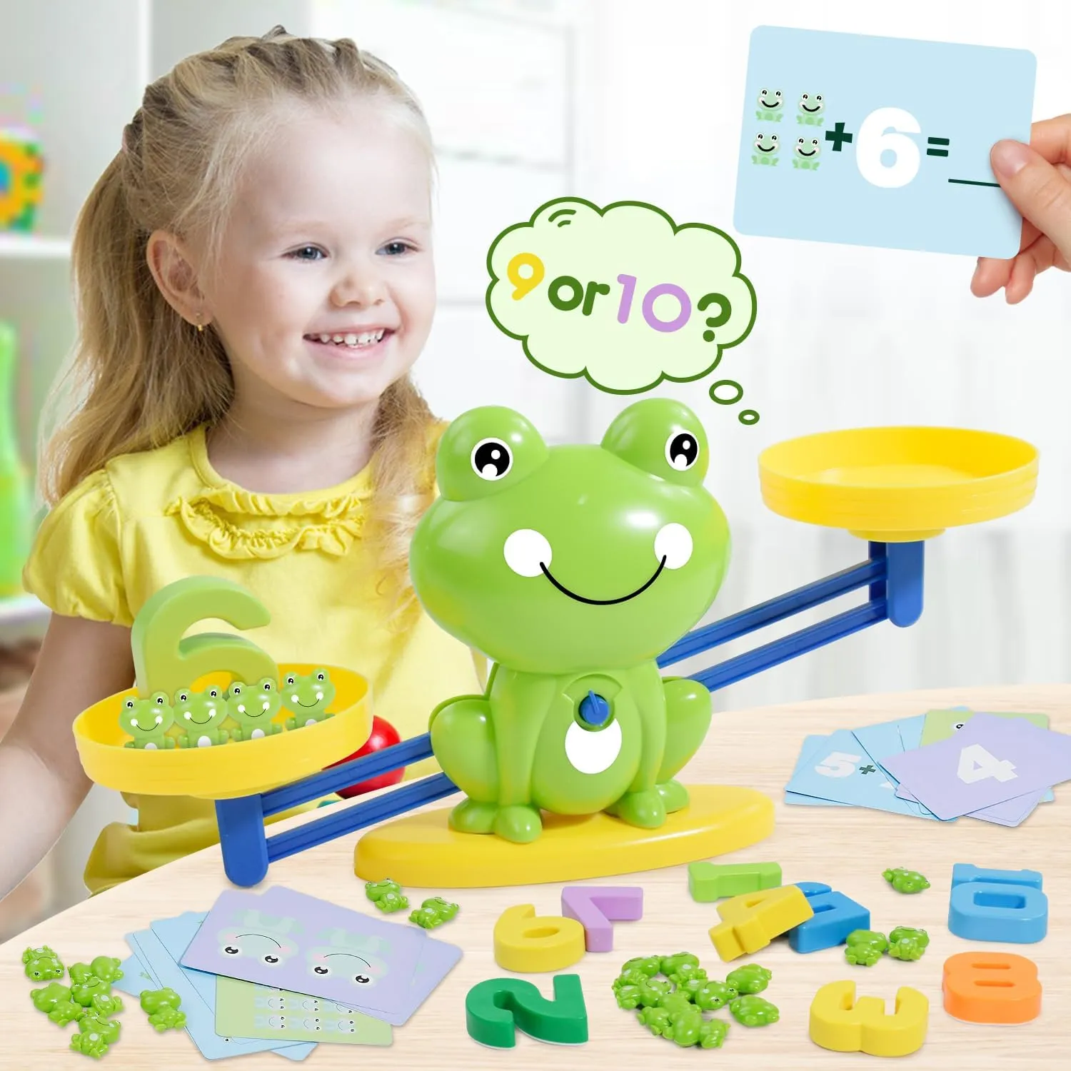 BAKAM Frog Balance Scale Toy, Number Counting Blocks Games, Montessori Math Games for Kids 5-7, Preschool Kindergarten Learning Activities, STEM Educational Toys for 3  Year Old