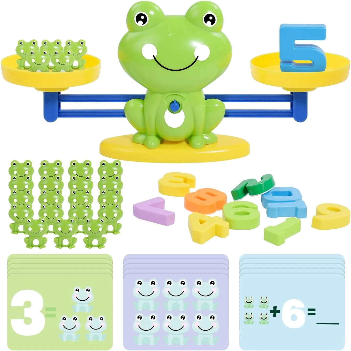 BAKAM Frog Balance Scale Toy, Number Counting Blocks Games, Montessori Math Games for Kids 5-7, Preschool Kindergarten Learning Activities, STEM Educational Toys for 3  Year Old