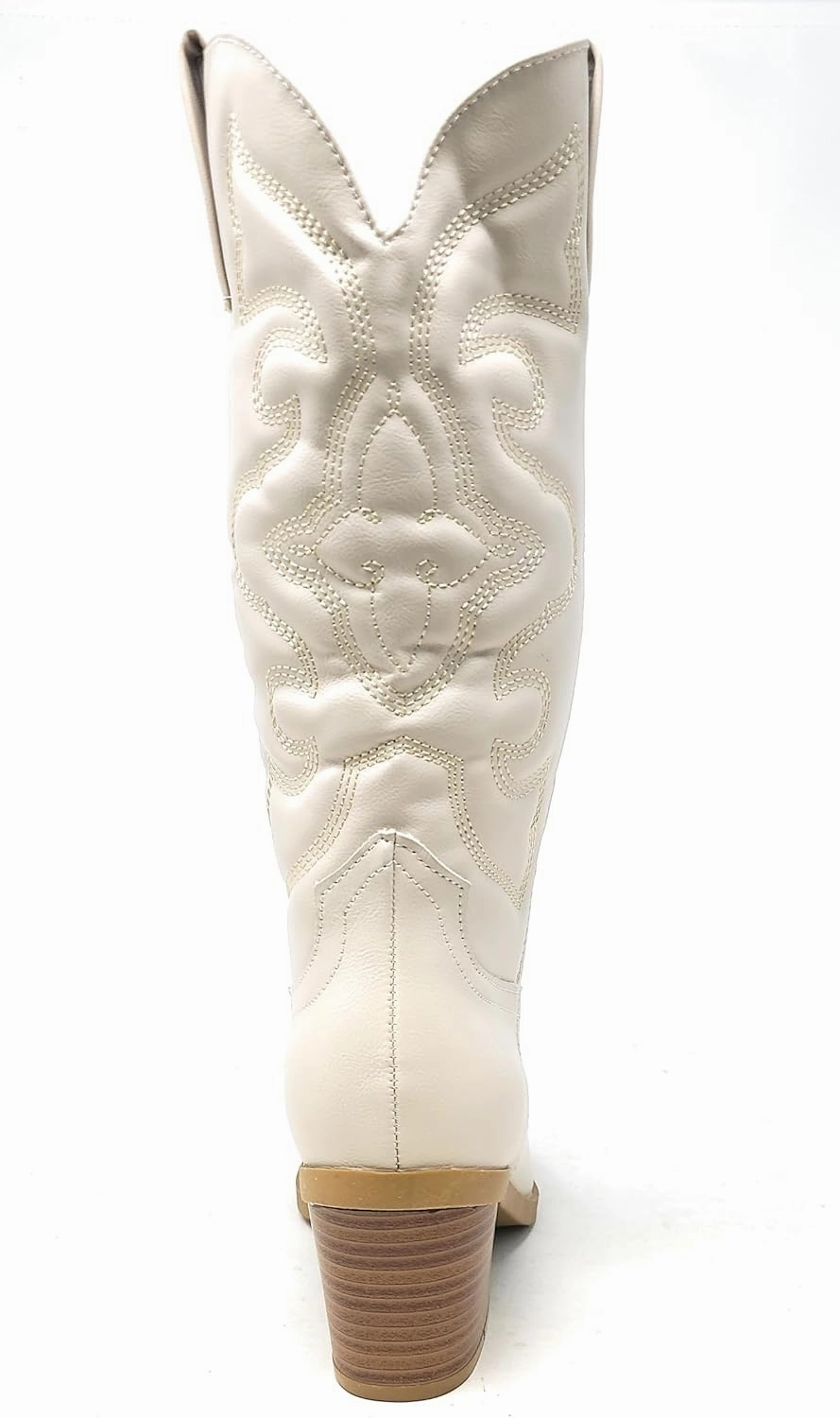BAMBOO Women's Western Cowboy Boots Mid Calf High Cowgirl Boots Embroidered Pointed Toe Chunky Heel Fashion Retro Classic Boot Pull On Mindful-04