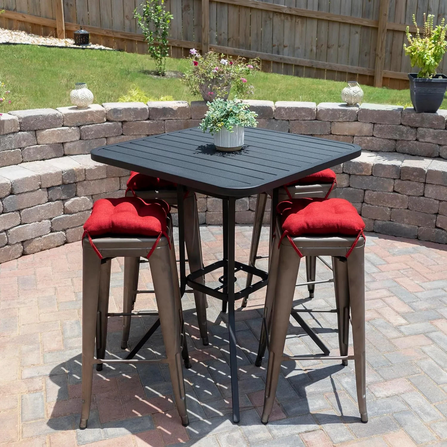Barnett Home Decor Bar Stool Cushions Square 12x12 Seat Cushion - Fade Resistant Waterproof Cushion for Outdoor Bar Stools - Fits Most Tolix Stools, 12" Metal Bar Stools (Rave Ruby Red, 1)