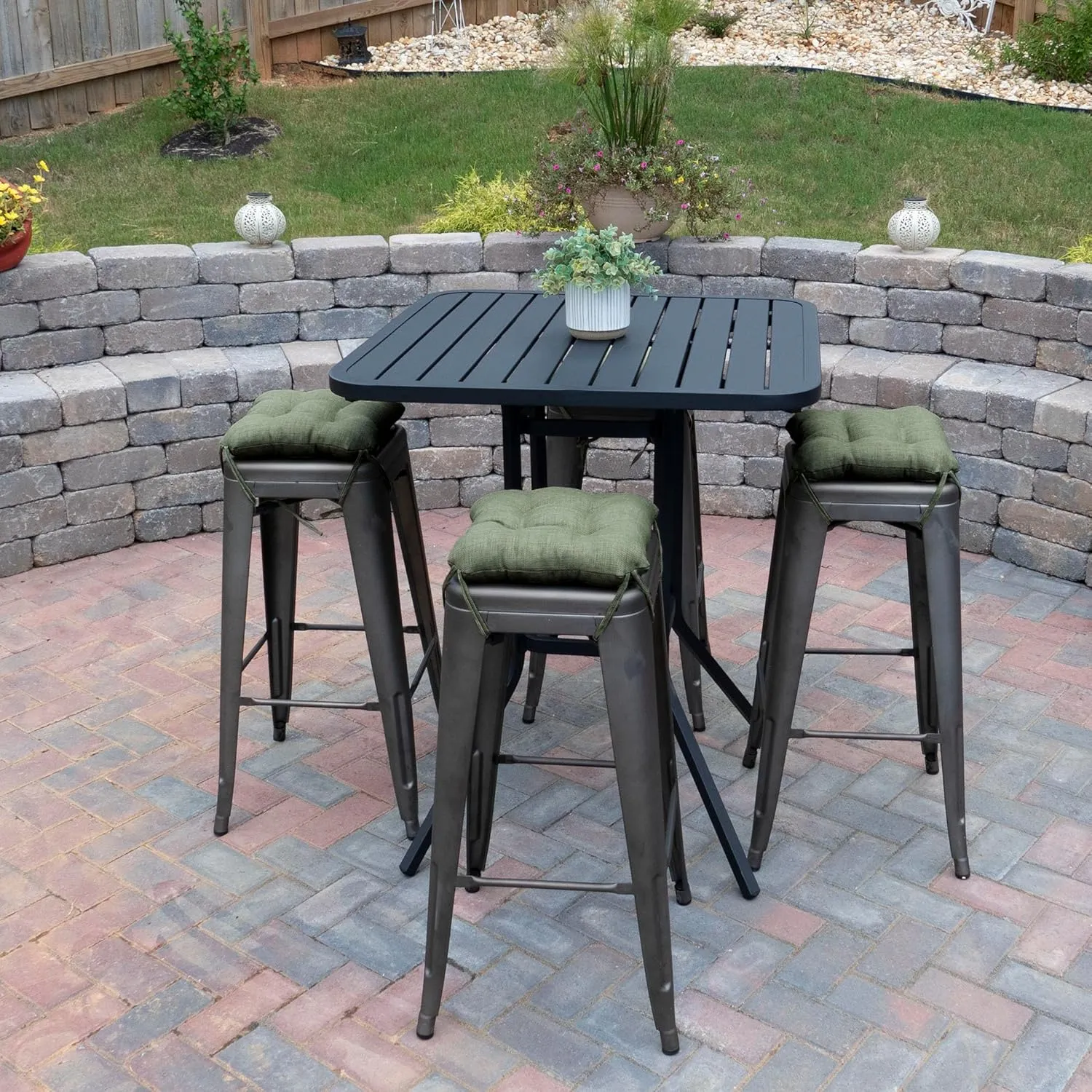 Barnett Home Decor Bar Stool Cushions Square 12x12 Seat Cushion - Fade Resistant Waterproof Cushion for Outdoor Bar Stools - Fits Most Tolix Stools, 12" Metal Bar Stools (Rave Sage Green, 1)