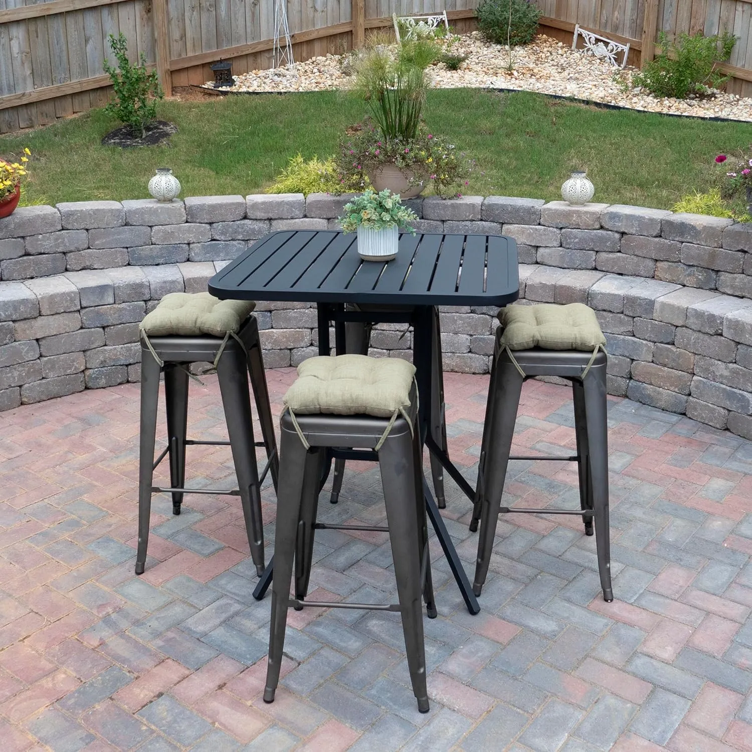 Barnett Home Decor Bar Stool Cushions Square 12x12 Seat Cushion - Fade Resistant Waterproof Cushion for Outdoor Bar Stools - Fits Most Tolix Stools, 12" Metal Bar Stools (Rave Sand Beige, 1)