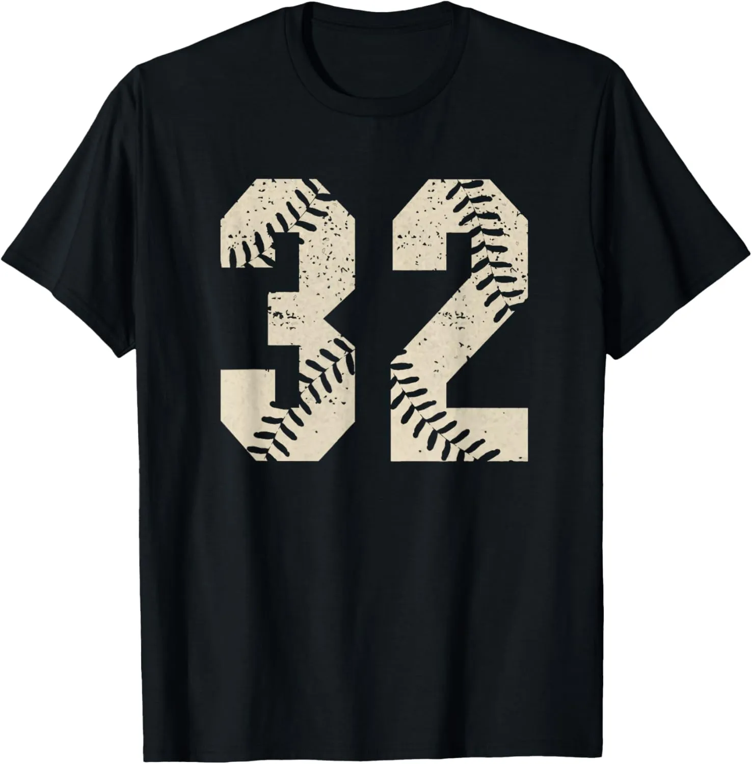 Baseball Number Stitches #32 Jersey Number Thirty-Two Fan T-Shirt