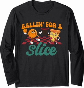 Basketball Pizza Dunk Lovers Food Pizza Long Sleeve T-Shirt