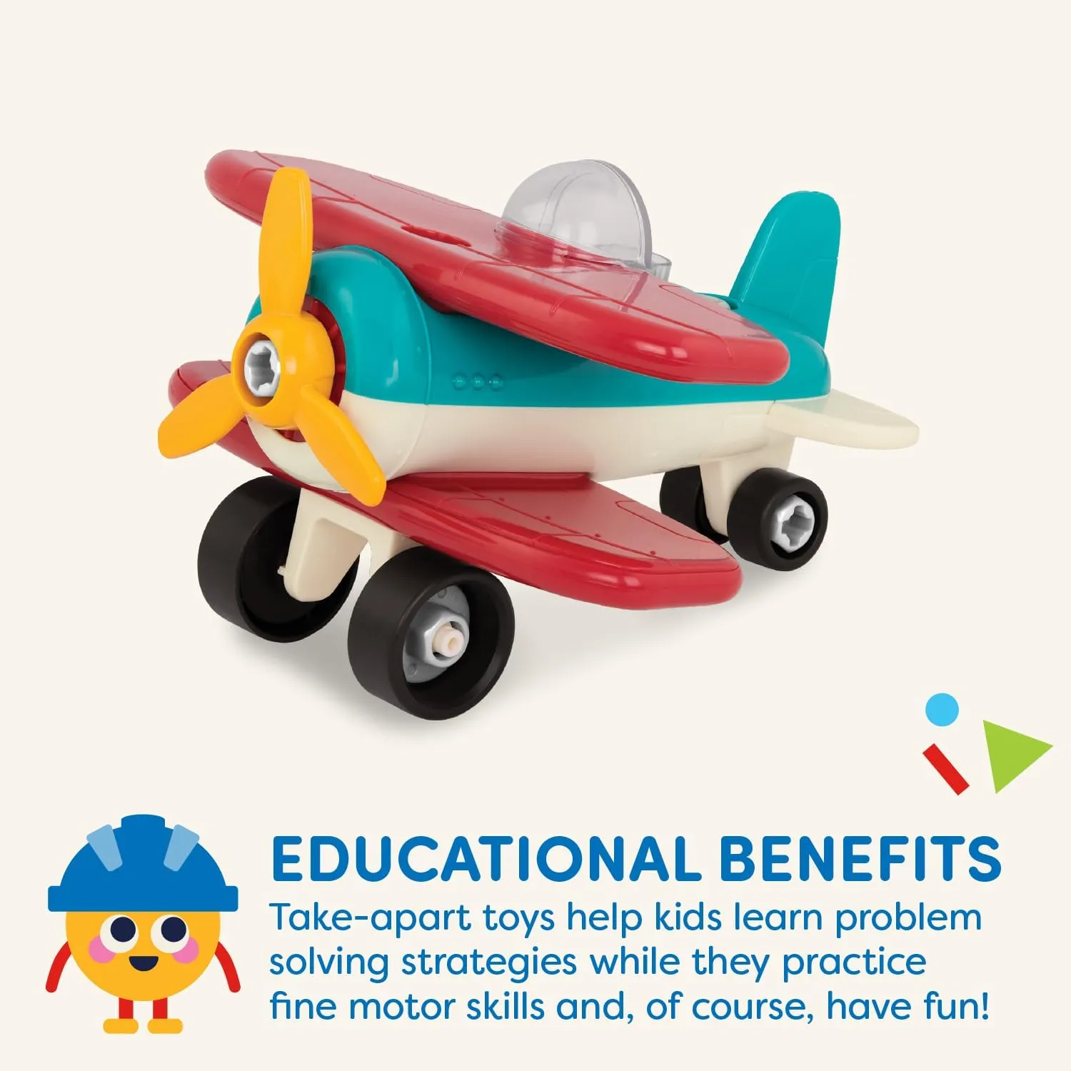 Battat – Classic Construction Toy – Pretend Play Toys – Toddler Plane Playset – Dexterity Building Toy – 3 Years   – Take-Apart Airplane