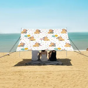 Beach Shade Tent with UPF50  UV Protection,Birthday Party Cute Capybaras Lightweight Camping Sun Shelter for Outdoor,Camping Trips, Fishing, Backyard,Picnics,Easy Set Up and Carry 9x10.5 FT