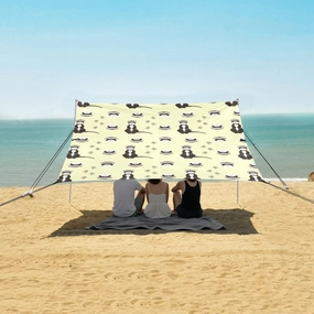 Beach Shade Tent with UPF50  UV Protection,Cute Ferret with Footprints Lightweight Camping Sun Shelter for Outdoor,Camping Trips, Fishing, Backyard,Picnics,Easy Set Up and Carry 9x10.5 FT