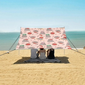 Beach Shade Tent with UPF50  UV Protection,Cute Hippo and Watermelon Lightweight Camping Sun Shelter for Outdoor,Camping Trips, Fishing, Backyard,Picnics,Easy Set Up and Carry 9x10.5 FT