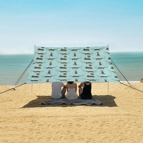 Beach Shade Tent with UPF50  UV Protection,Cute Playing Ferrets Pattern Lightweight Camping Sun Shelter for Outdoor,Camping Trips, Fishing, Backyard,Picnics,Easy Set Up and Carry 9x10.5 FT